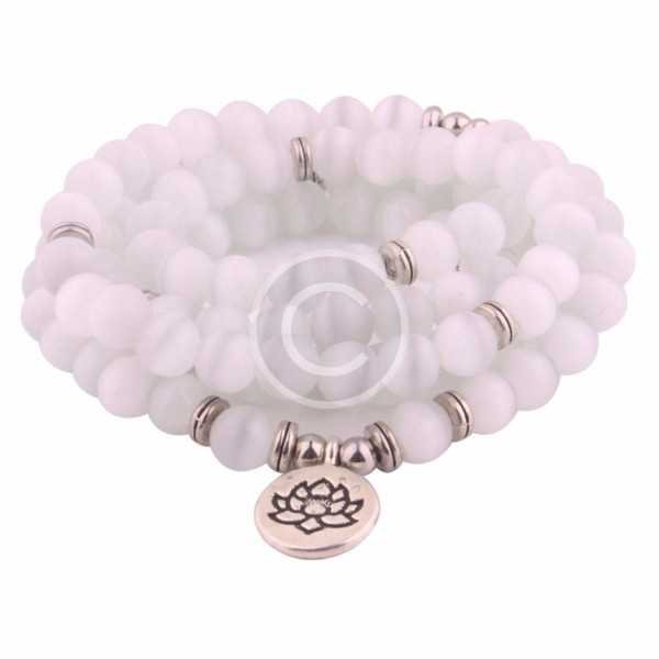 8mm White Cat Eye Bracelet